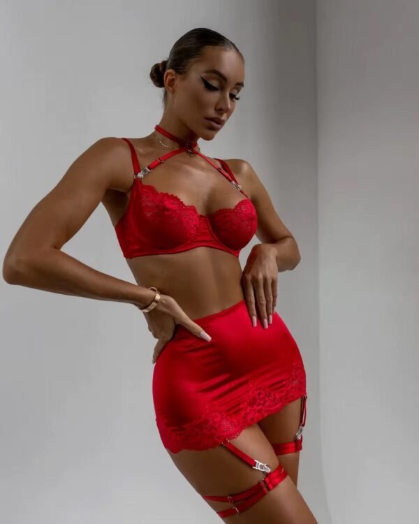 CHERRY BOMB satin skirt set